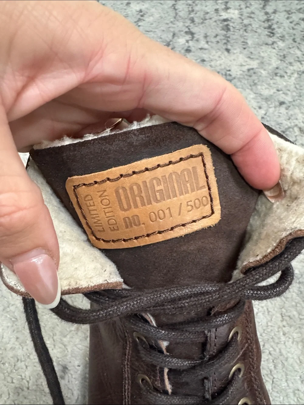 Men's Brown Leather High-Top Sneakers with Sherpa Collar